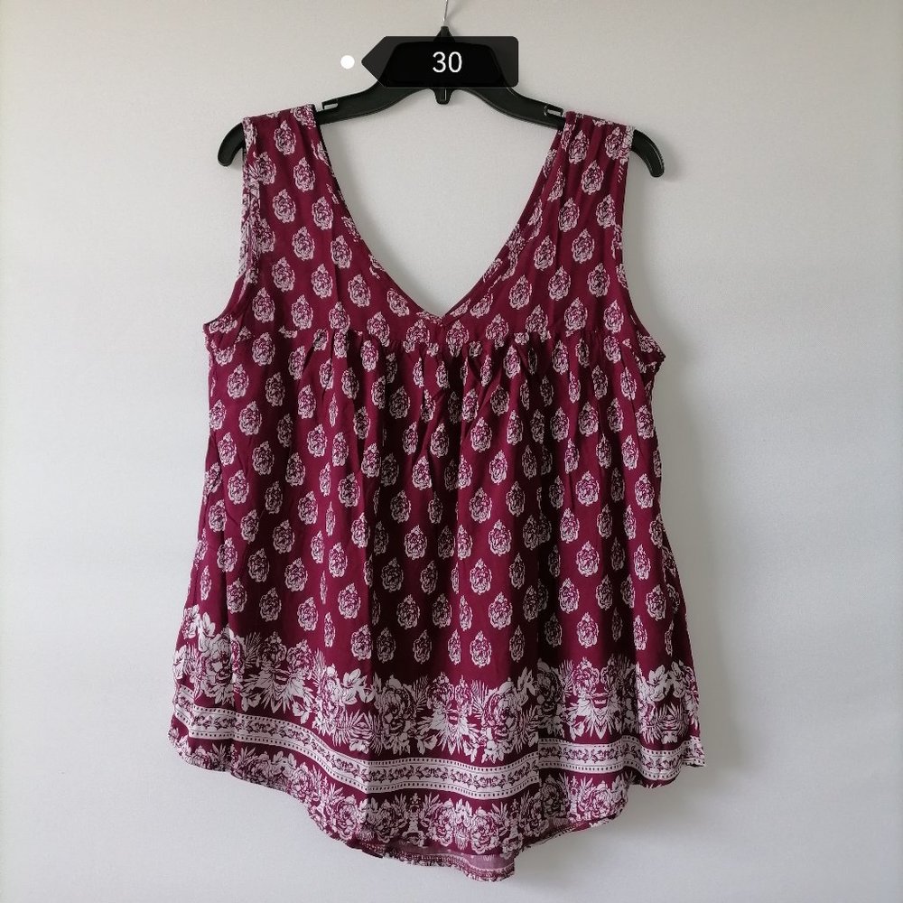 Meaneor Women's Plum Floral Sleeveless Blouse Size M New With Tag